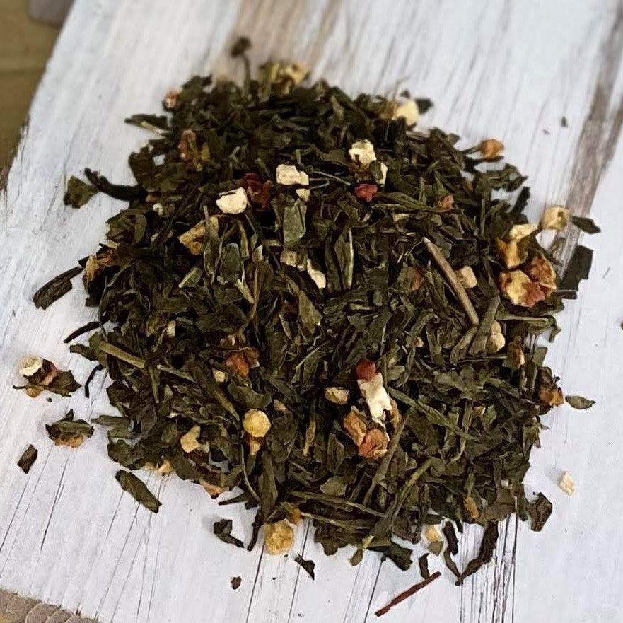TEA Long Island Strawberry GREEN TEA BENEFITS: Relative to treatment for memory loss, metabolism and weight loss, cancer prevention, dental health and cardiovascular disease.