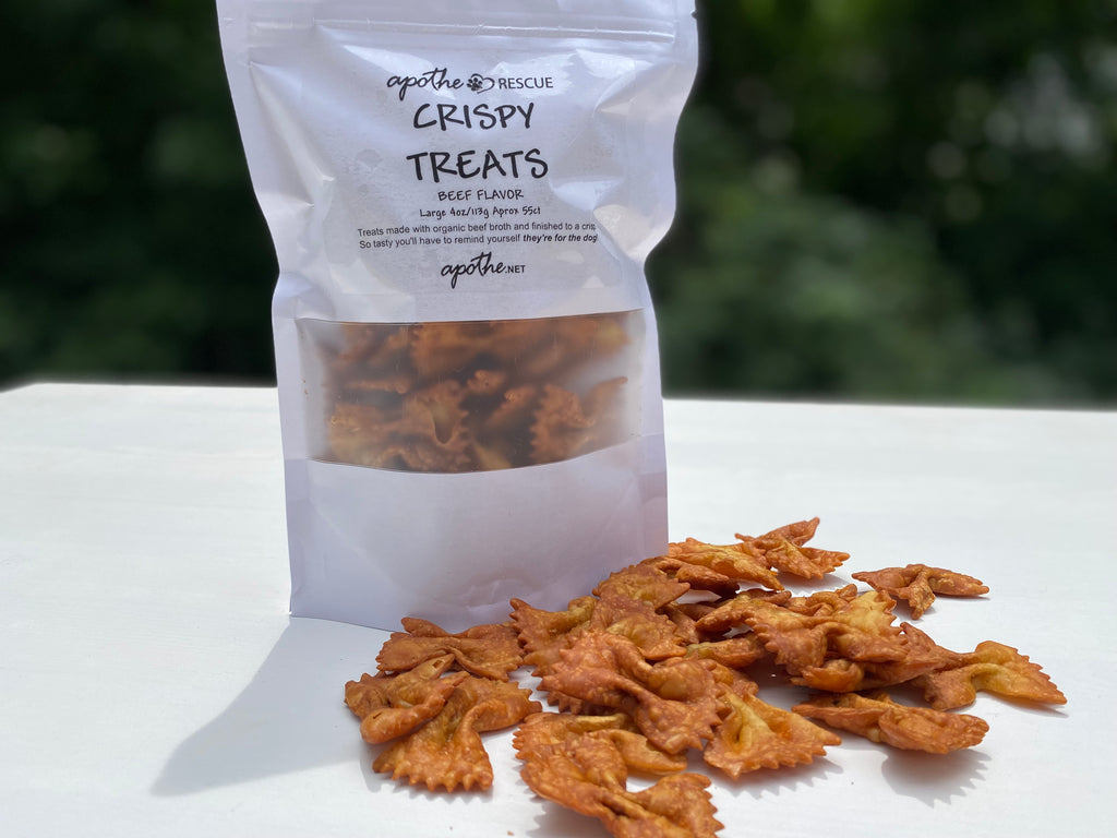 LARGE (For medium/large dogs) 4oz/113g Approximately 120 Treats  MINIS (For small dogs) 2oz/54g Approximately 55 Treats  Meant to be given as treats, these tasty vittles are completely safe for our fur babies. Enjoy!!